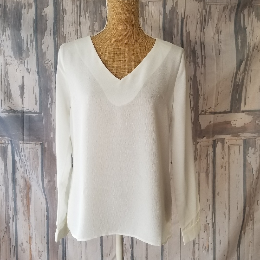 "Sandra" long sleeve dressy shirt white